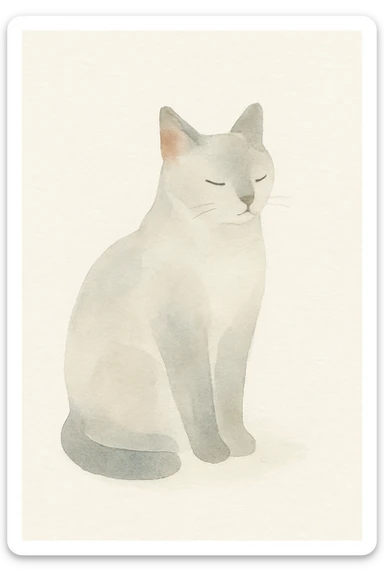 cat in watercolor art style sticker