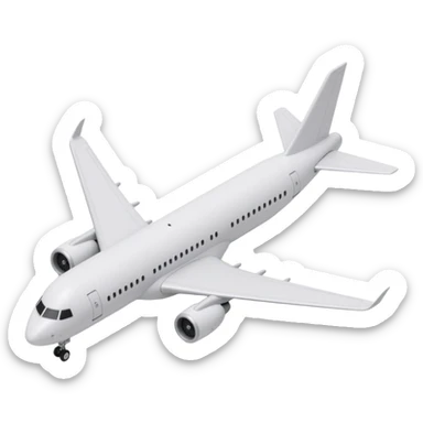 white flying passenger airplane, skeuomorphism style, realistic volume, soft shadows and highlights, clean white color, transparent background, no decoration sticker