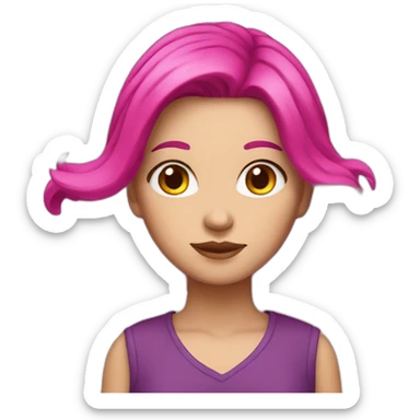 White girl with a magenta hair sticker
