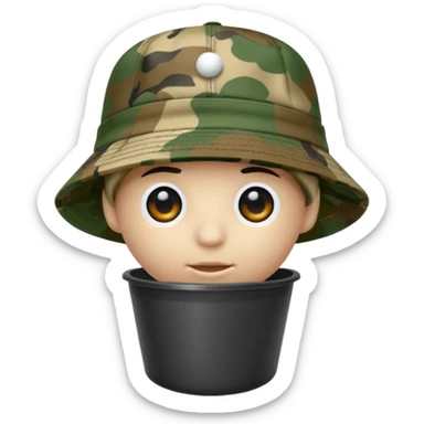 Pool que ball wearing a camo bucket hat ￼ sticker