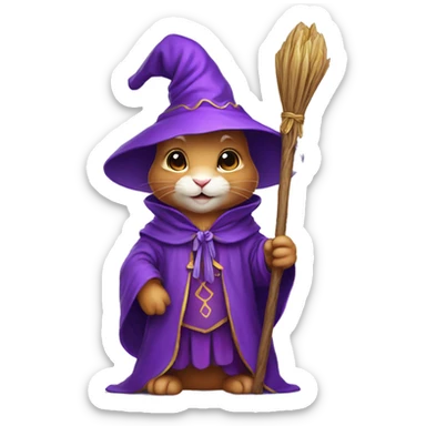 rabbit wizard purple clothes holding a carot staff sticker