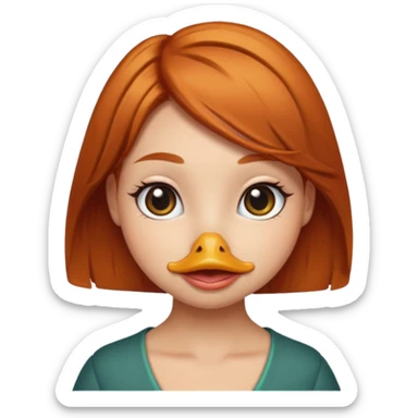female duck with ginger hair cute sticker