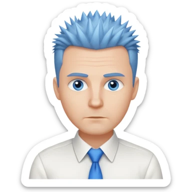 40 yr old white man short spike hair white dress shirt blue eyes no smile sticker