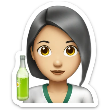 Indonesian girl with soju bottle sticker