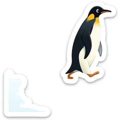 A penguin walking towards the snowy mountains in Antarctica sticker