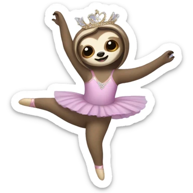 Sloth with a leotard, tutu, ballet shoes, and tiara sticker