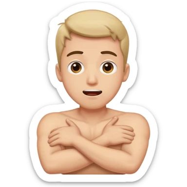 Guy with eyes rolling back and mouth open with arms crossed over neck  sticker