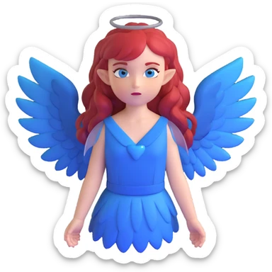 diabolical girl with wings, red hair, blue eyes, dark aura sticker
