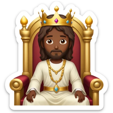 Dark skin Jesus on the Throne with Gold crown  sticker