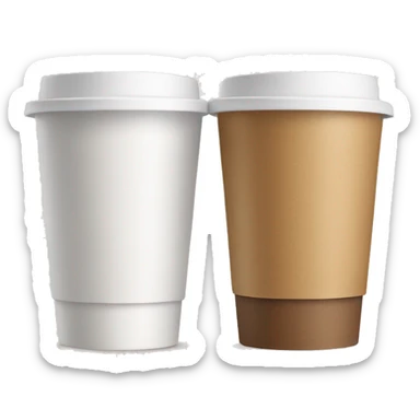 Two white takeout coffee cups with a brown label sticker