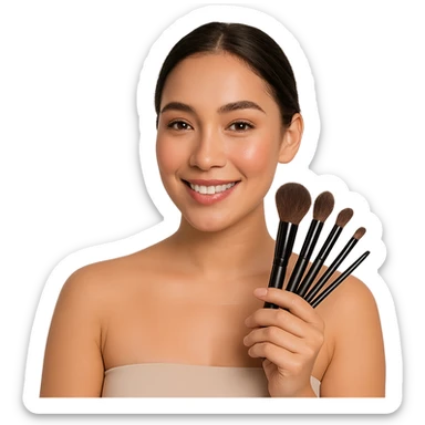 person holding makeup brushes, variation 3 sticker