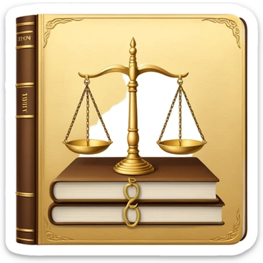 law textbook, thick book with scales of justice on the cover sticker