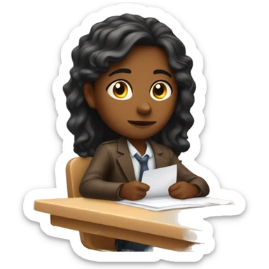 need sitting in a school desk taking an exam brown skin sticker