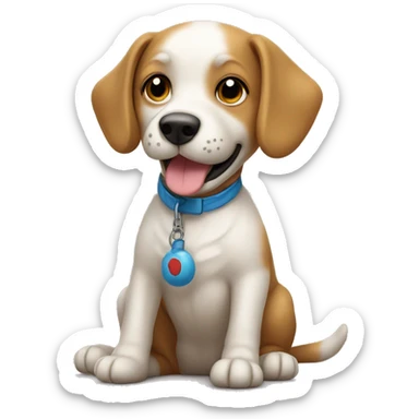 Doggie with a toy sticker