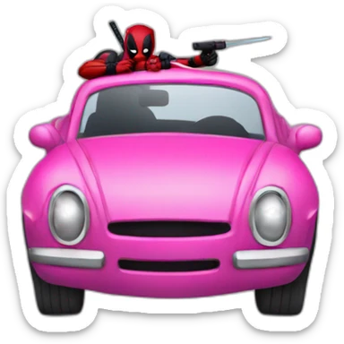 DeadPool Driving Pink Car sticker