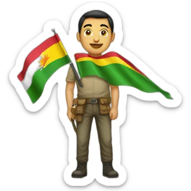 Men with kurdish flag sticker