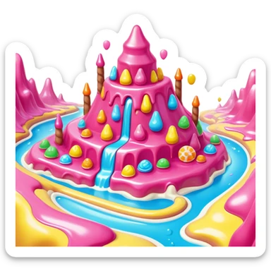 surreal melting SPAM candy land landscape sticker