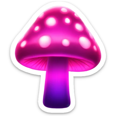 Hot pink sparkly neon glowing mushroom sticker