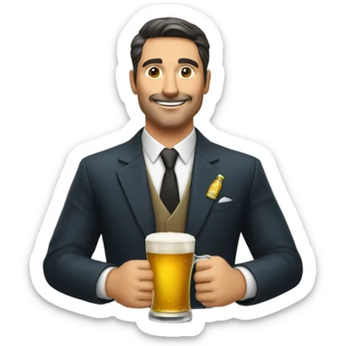 Un hombre elegante con una cerveza sticker