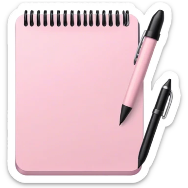 Pale pink notepad with pen sticker