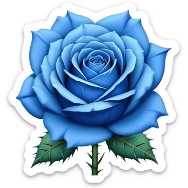 Blue rose with prickly the stem sticker