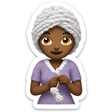 Woman crocheting sticker