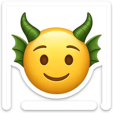 face with green dragon horns emoji, digital illustration sticker