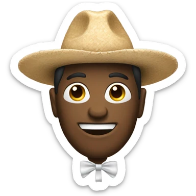 un emoji de risa con sombrero formal bastón sticker