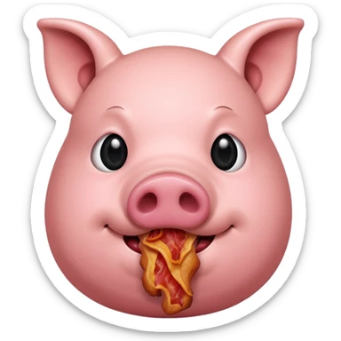 Pig eating bacon sticker