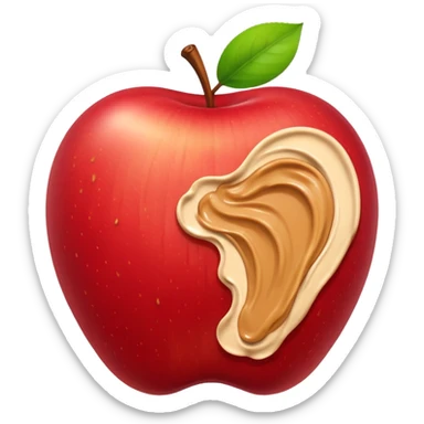 apple with peanutbutter sticker