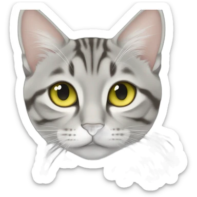 light grey tabby with white lines domestic short hair with yellow green blue eyes and black pupil sleeping sticker