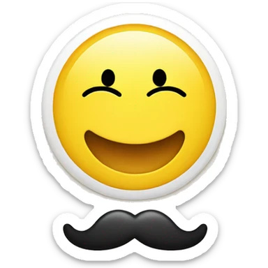 a yellow circle smiley face that has some milk brushed above the mouth so that looks like a mustache sticker