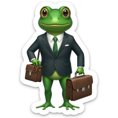 frog with a suit and tie and a briefcase sticker