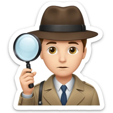 a detective looking at something with magnifying glass sticker