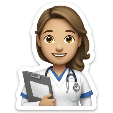 brown hair girl being a medical assistant  sticker
