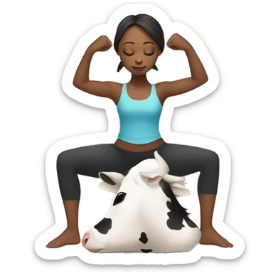 girl in cow face yoga pose with eagle arms sticker