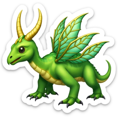 Shiny Horned Helioptile-Tropius-Amaura-Fakémon-hybrid-creature (full body)  sticker