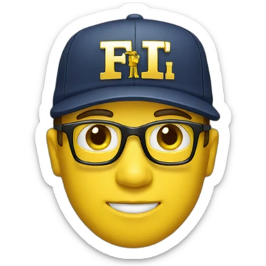 man with yellow "FBI" letters on his cap sticker