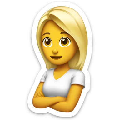 chica rubia saludando  sticker