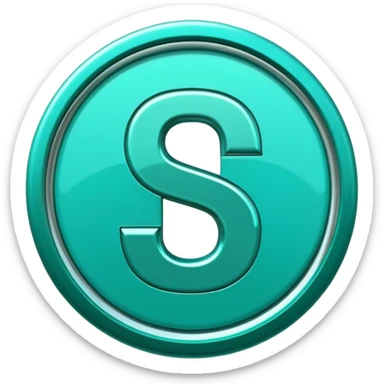 Create a custom emoji badge featuring a stylized, letter “S”. Use the Platinum rank style from League of Legends: teal-green metallics, reflective surfaces, and a futuristic elegant frame. Vibrant and high readability.
 sticker