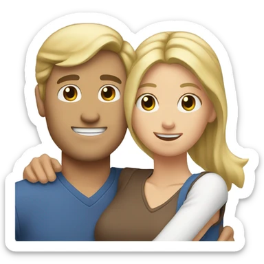 Blonde hair man hug woman with brown hair  sticker