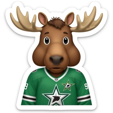 Moose in Dallas stars jersey sticker