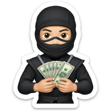 Ninja holding money sticker
