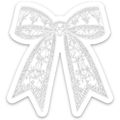 white gothic bow, delicate and intricate, no background, transparent background sticker