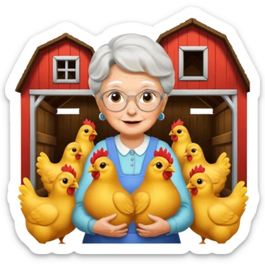Grandma-barn-chickens sticker