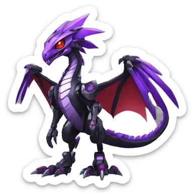  Cool Edgy Black Purple Red Digimon-Fakemon-Raptor-Dragon-Mecha full body sticker