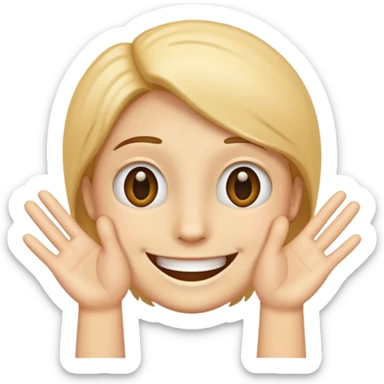 smile face with 2hands palm downinder the smile sticker