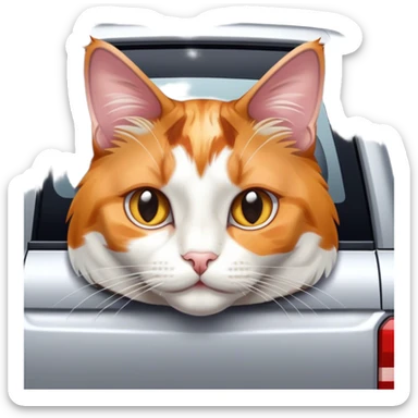 a cat in a silver suv  sticker