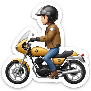 Man riding yamaha rd350 motorcycle sticker