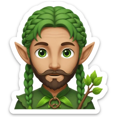 Forest elf with braided beard and bow sticker
